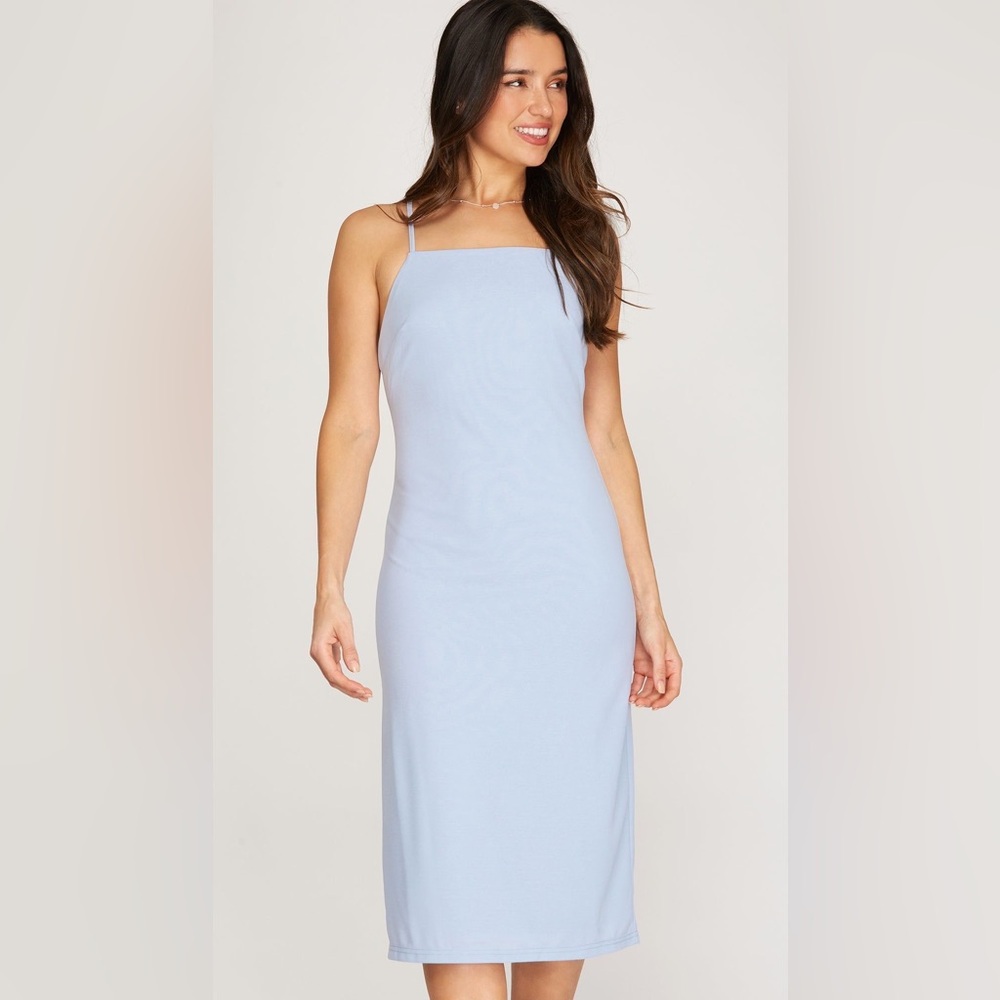 She+Sky Light Blue Women's Midi Dress Size Medium
